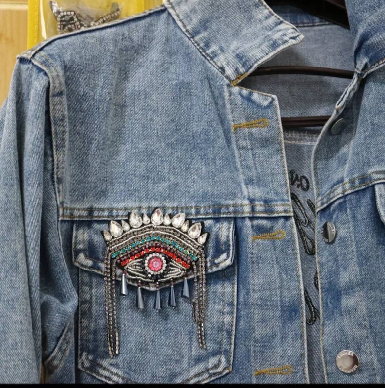 Rhinestone crystal evil eye bead patch (sew-on)