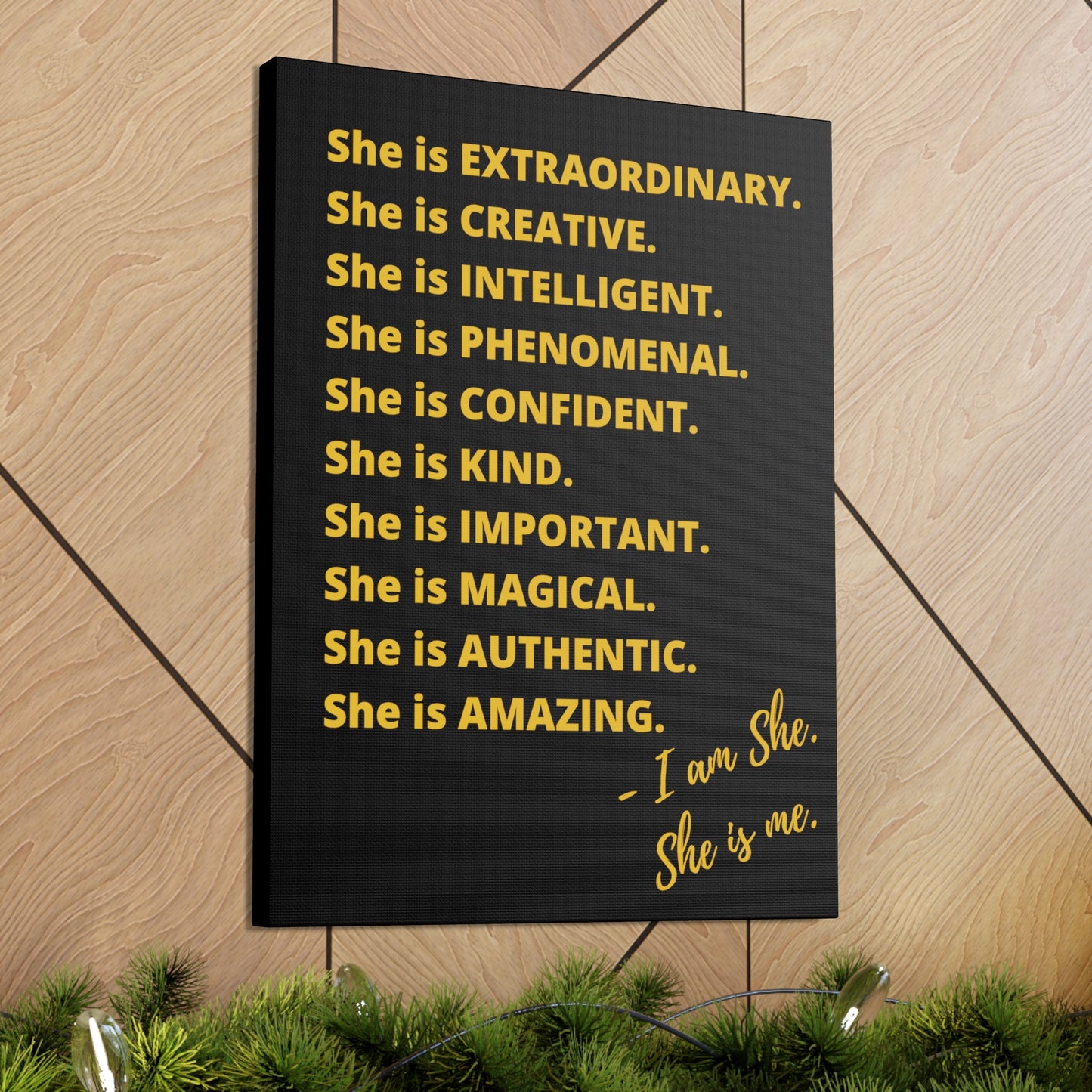"She is" Excellence Quotes Canvas Gallery Wraps