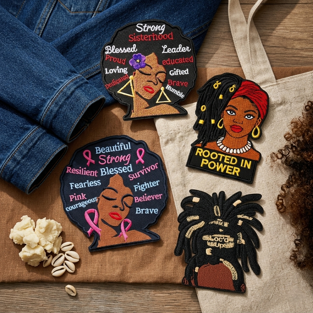 Natural Hair Patches – Locs, Afros & Black Hair Pride Embroidered Patches