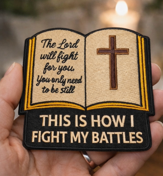 This Is How I Fight My Battles Embroidered Patch – Christian Faith Iron-On or Sew-On Patch, Bible & Cross Patch, Religious Gift 4x4