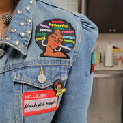 Denim Patch Powerful Queen afro sew or iron Patch [4"x3.5 inches]