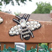 Beautiful Rhinestone bumble bee  (sew-on) patch for denim blazer clothes