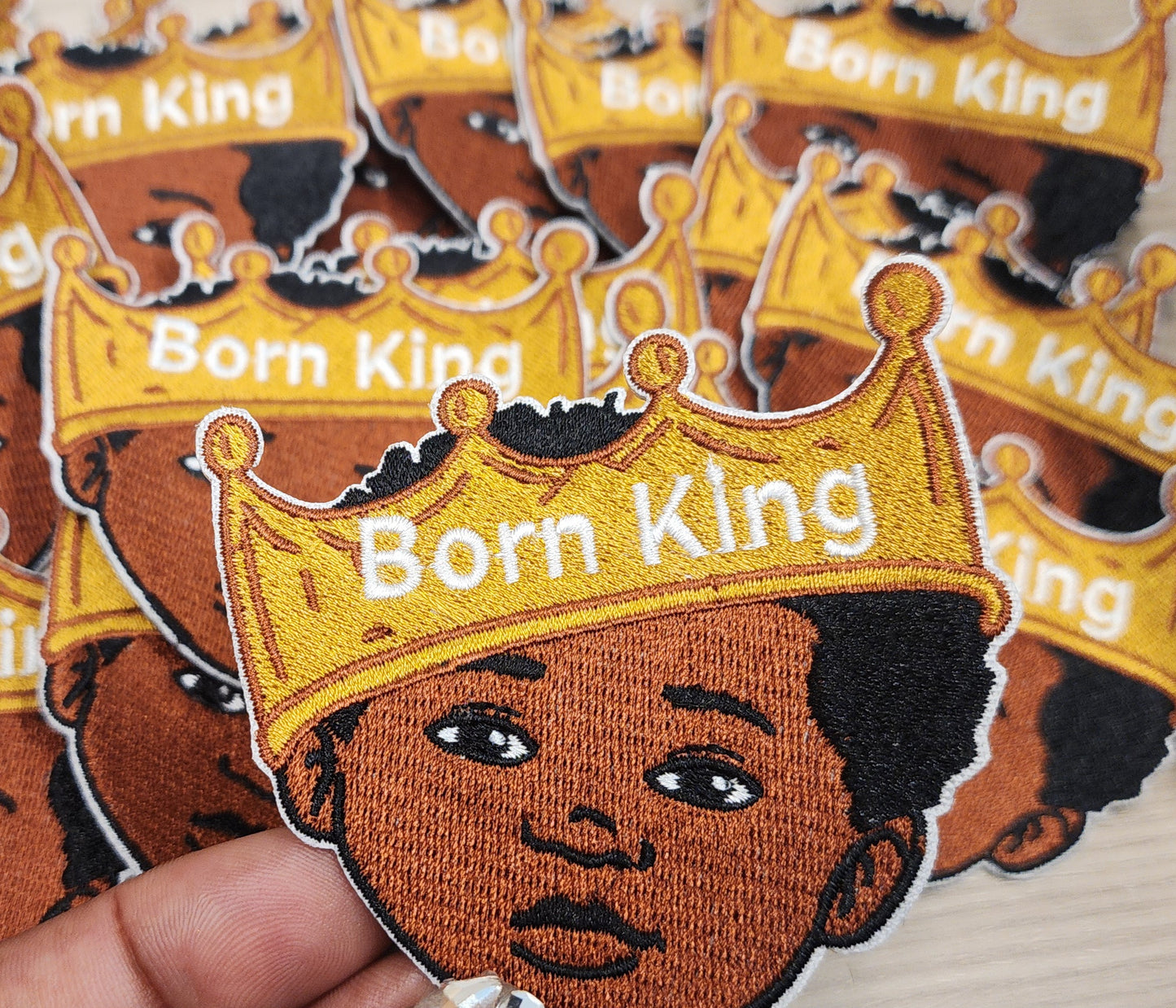 Born King Patch – 3x3 Inch Little Boy Empowerment Iron-On Embroidered Patch for Jackets & Backpacks