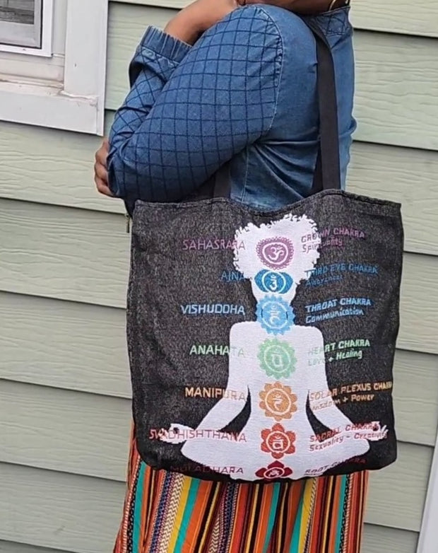 Chakra Yoga Mandala silhouette Tote Bag