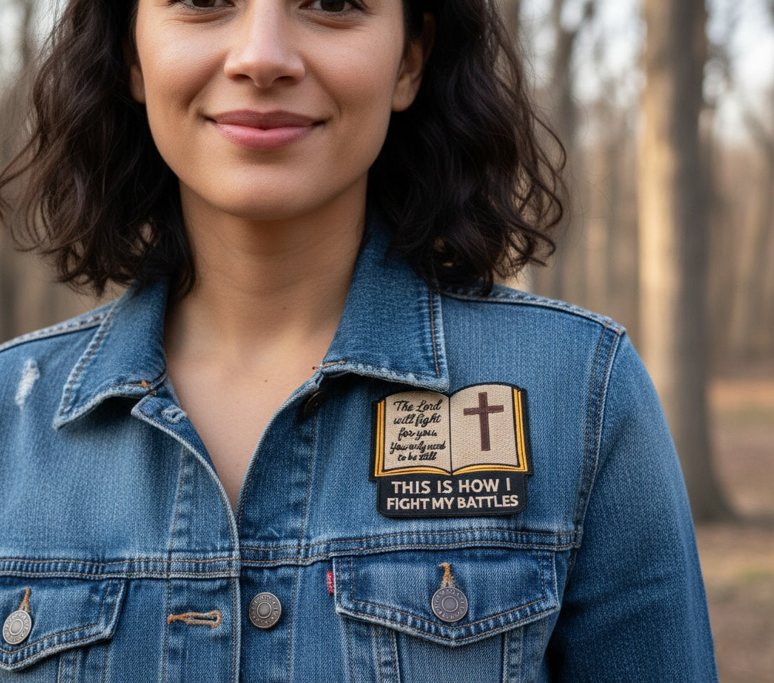This Is How I Fight My Battles Embroidered Patch – Christian Faith Iron-On or Sew-On Patch, Bible & Cross Patch, Religious Gift 4x4
