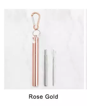 Eco-Friendly Collapsible drinking Straw with Bottle Opener Case, Cleaner Brush, Keychain