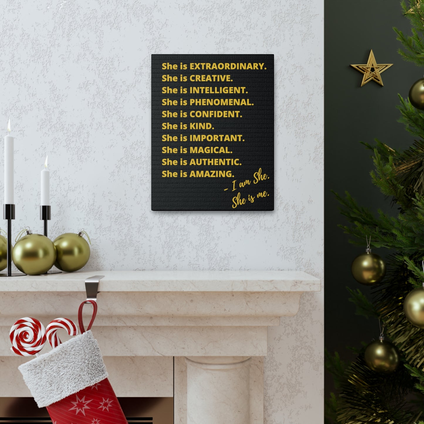 "She is" Excellence Quotes Canvas Gallery Wraps