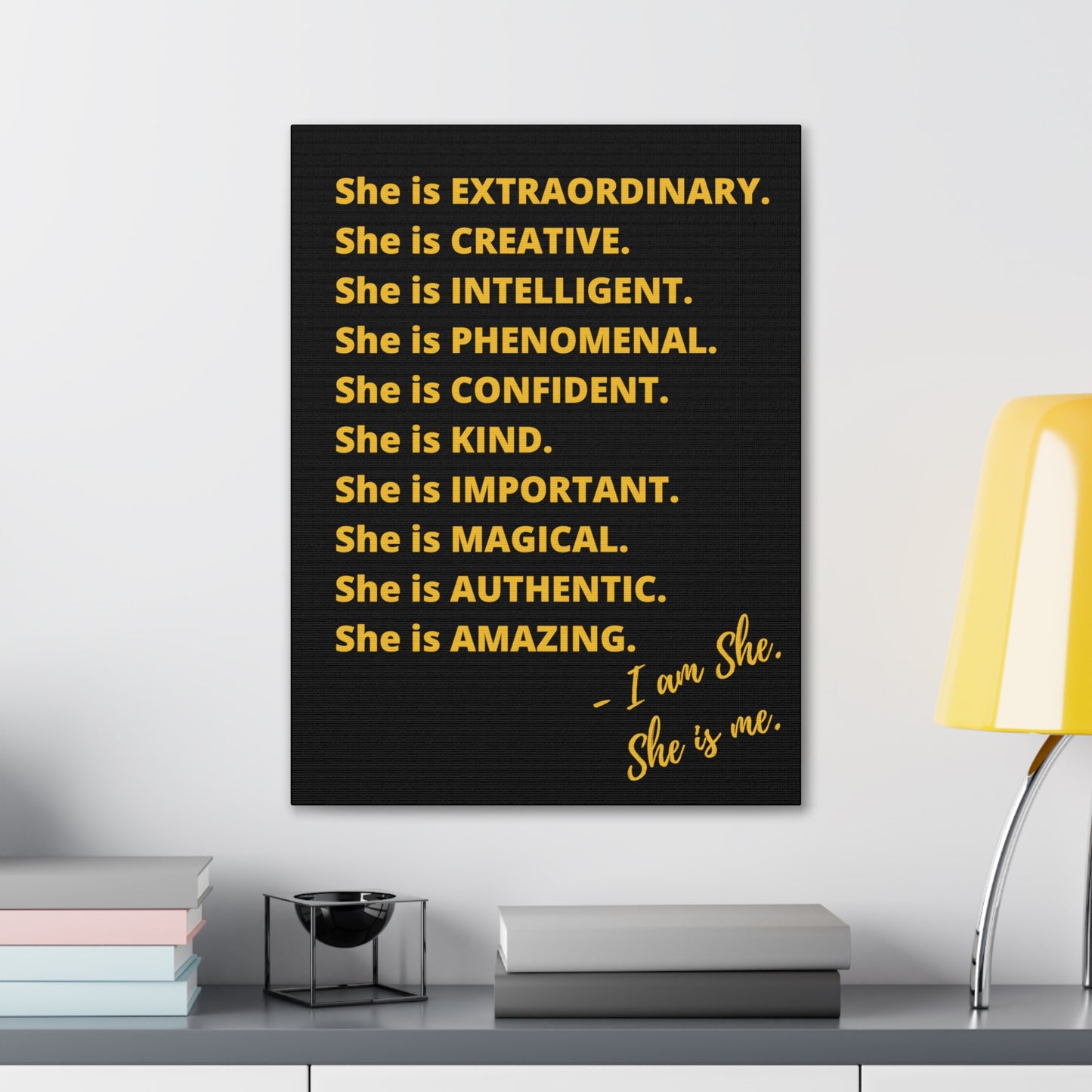 "She is" Excellence Quotes Canvas Gallery Wraps