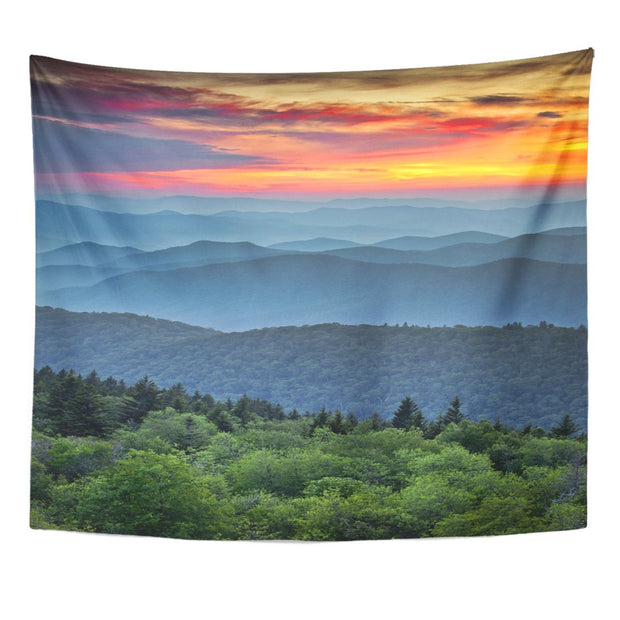 Sunset in the mountains Printed tapestry