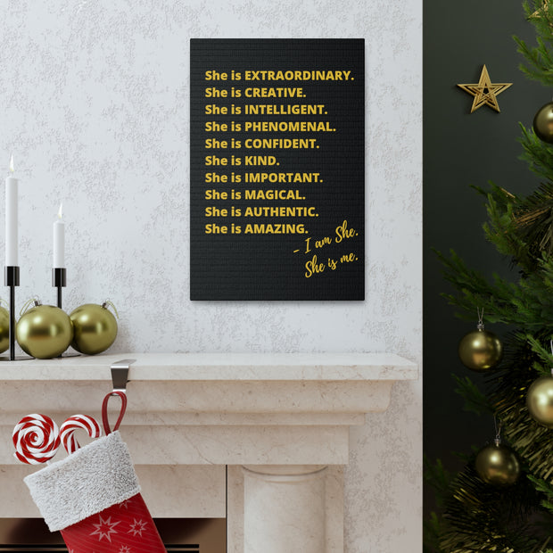 "She is" Excellence Quotes Canvas Gallery Wraps