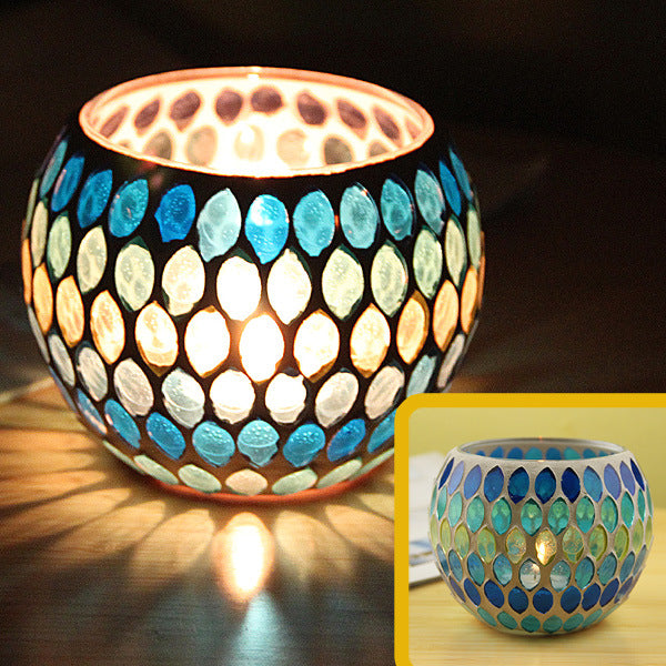 Mosaic glass candle holder