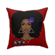 Beautiful lady and elephant  Broadcloth Pillow
