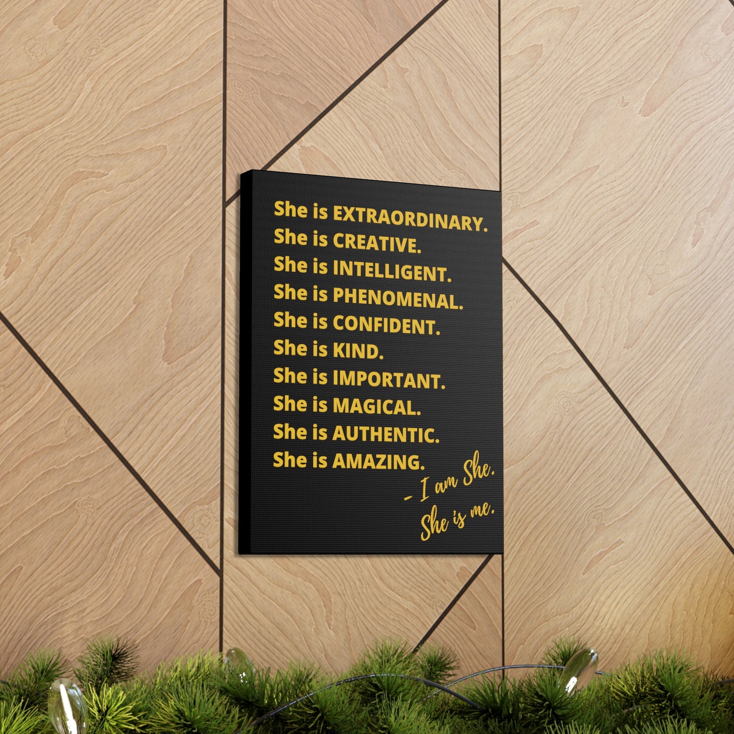 "She is" Excellence Quotes Canvas Gallery Wraps