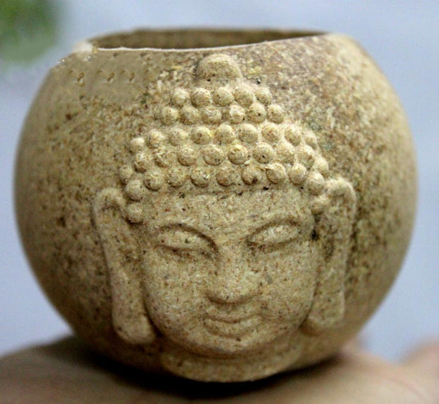 Wooden mini Buddha statue candle holder