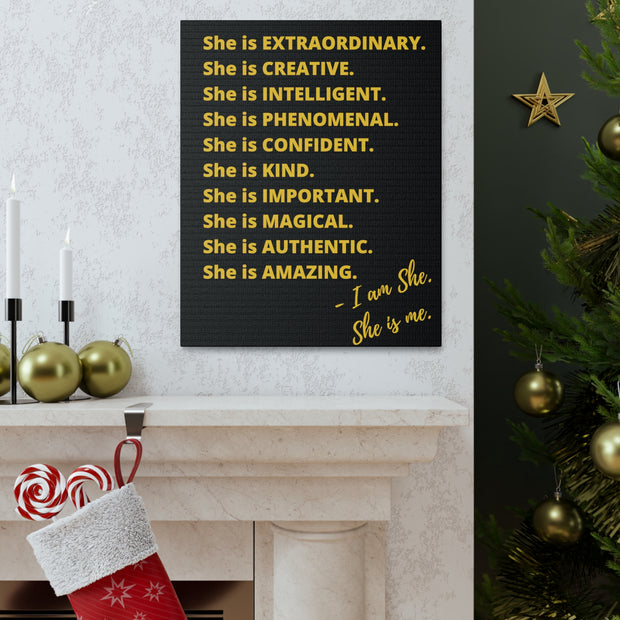 "She is" Excellence Quotes Canvas Gallery Wraps