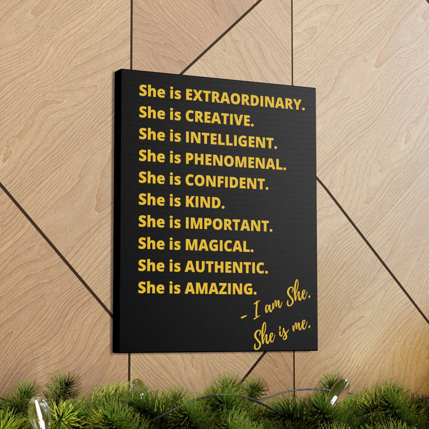 "She is" Excellence Quotes Canvas Gallery Wraps