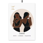 Melanin Zodiac Poster (16x20") Custom Constellation Black Girl Prints |African Wall Art Canvas