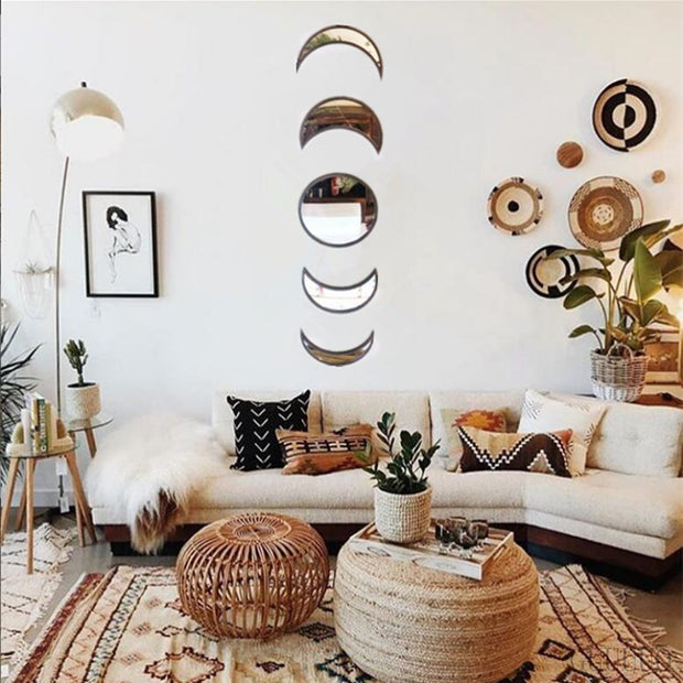 Nordic Style Moon Phase Mirror Set