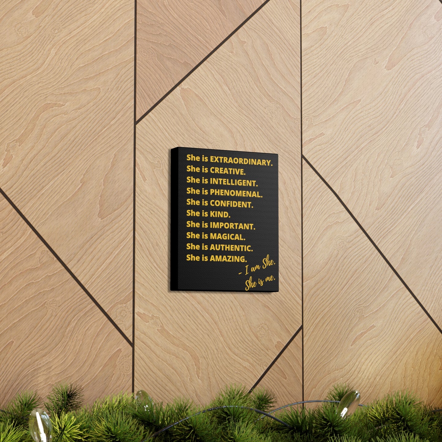 "She is" Excellence Quotes Canvas Gallery Wraps