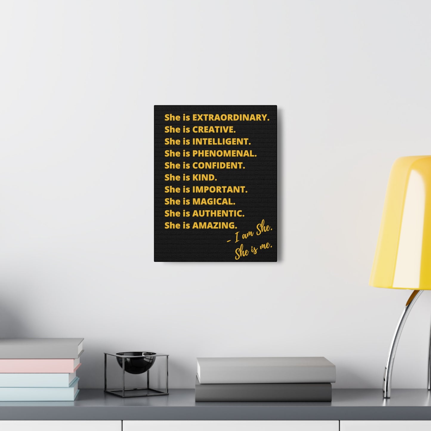 "She is" Excellence Quotes Canvas Gallery Wraps