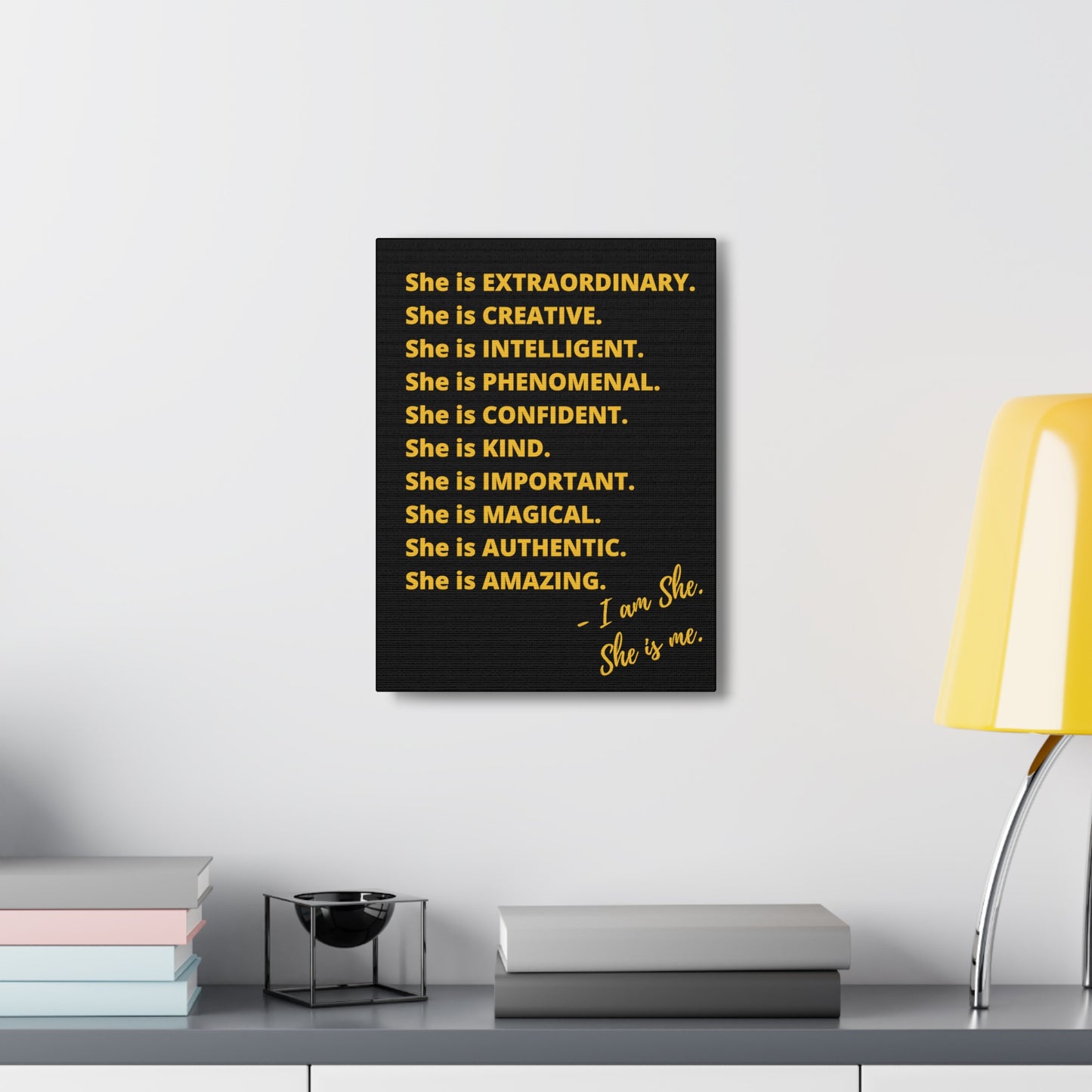 "She is" Excellence Quotes Canvas Gallery Wraps