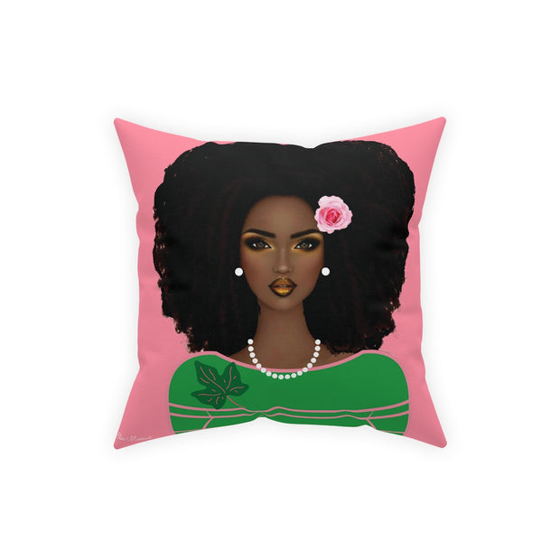 Beautiful lady, Ivy Leaf and Pearls Broadcloth Pillow