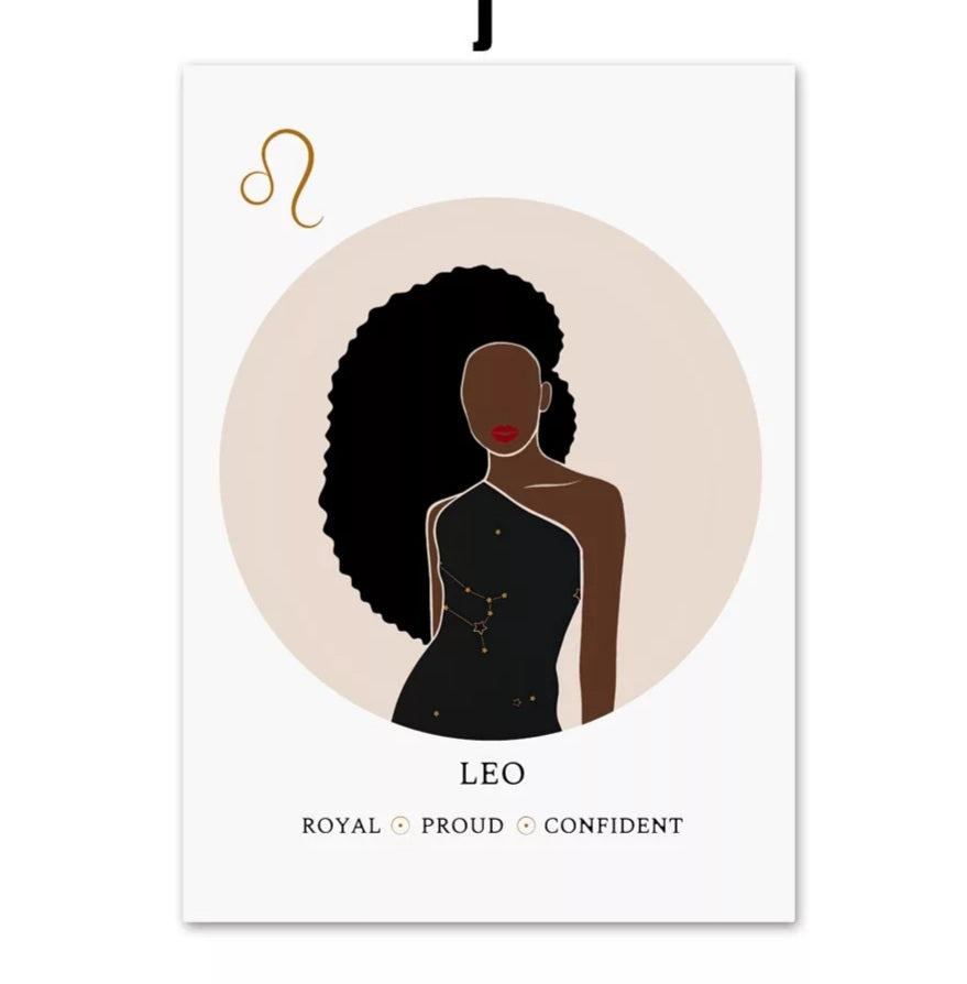 Melanin Zodiac Poster (16x20") Custom Constellation Black Girl Prints |African Wall Art Canvas