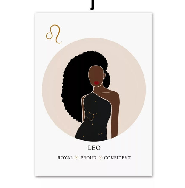 Melanin Zodiac Poster (16x20") Custom Constellation Black Girl Prints |African Wall Art Canvas